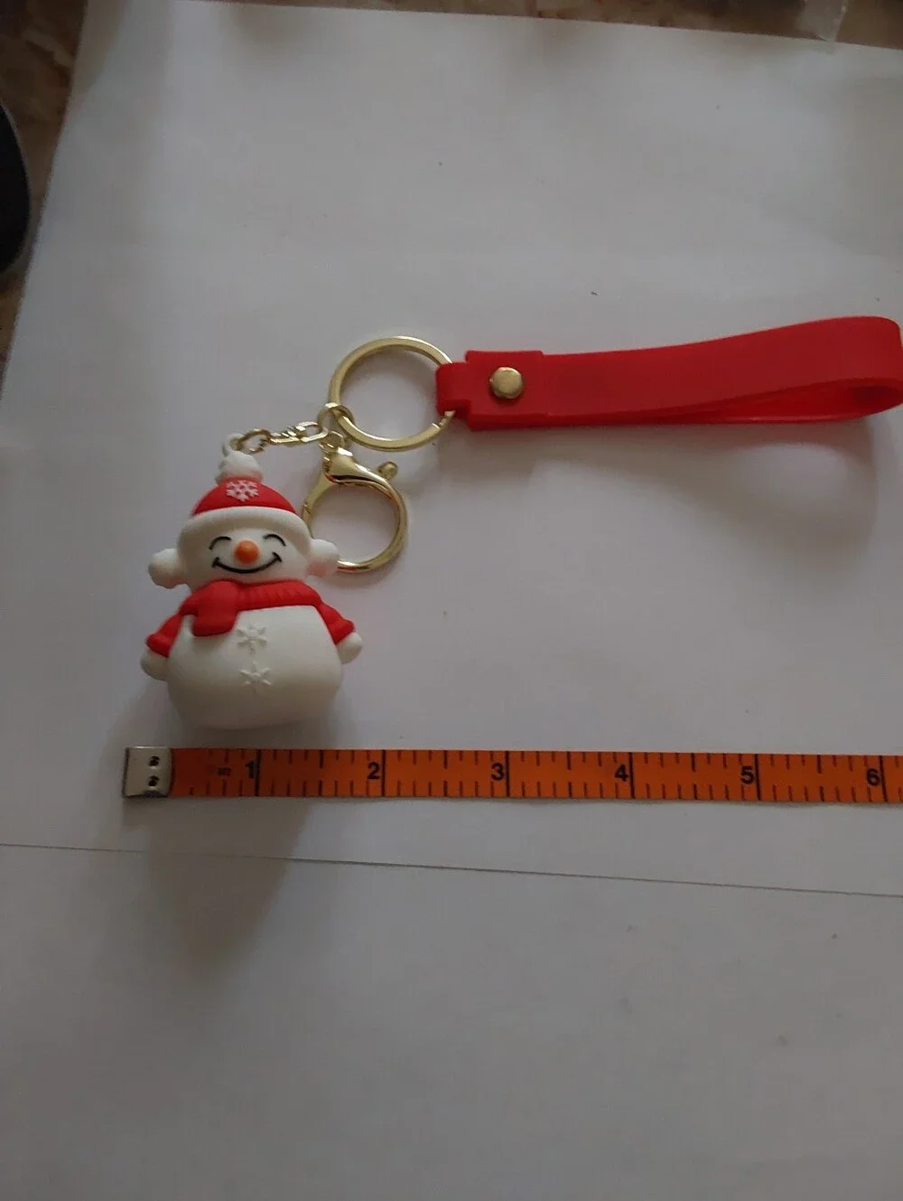 Merry Christmas Red & White Snowman Bag Charm